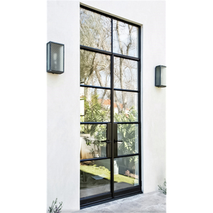 Portes d'entrée en verre et acier à cadre noir avec verrou crémon pour maisons, porte extérieure à double vitrage en fer forgé sur mesure, décoration de la maison - Product Image 3