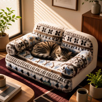 Coussin pour chien et chat Fair Isle, canapé pour animaux, chaud pour l'hiver, en latex respirant, antidérapant, soutien optimal, pour petits, moyens et grands chiens, y compris le Bichon.