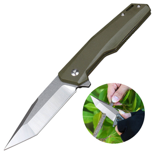 Couteau pliant G10 avec lame D2 en acier Damas à motif, disponible sur Amazon, possibilité d'ajouter un logo - Product Image 3