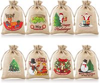 Petits sacs en toile de jute personnalisés avec logo imprimé, sacs à friandises en lin mignons, cadeaux, pochette à cordon