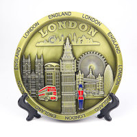 Assiettes Souvenirs de Londres en Alliage de Zinc, Artisanat Métallique 3D, Décoration de Table Personnalisée, Vente en Gros