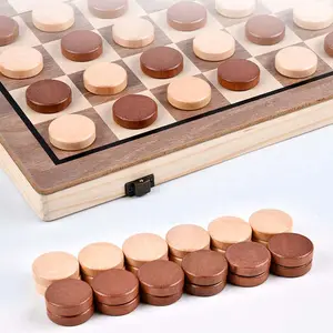 थोक हस्तनिर्मित 2 में 1 चुंबकीय लकड़ी शतरंज तह यात्रा शतरंज बोर्ड खेल सेट बच्चों और वयस्कों के लिए