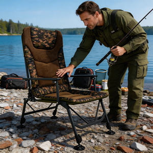 Silla Plegable para Camping con Capacidad de Carga de 200 kg, Tubo de Acero Reforzado de 22 mm, Silla de Pesca con Oxford de Alta Densidad 600D para Eventos - Product Image 1
