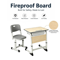 Klassenzimmermöbel Höhenverstellbares Schreibtisch- und Stuhl-Set Holzmaserung Tischplatte Ergonomischer Schülertisch Einzelsitzer CE IOS