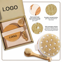 Ensemble de brosses corporelles sèches OEM en poils de sanglier naturels, exfoliantes, pour drainage lymphatique, peaux mortes, cellulite, gommage visage, douche, vente en gros