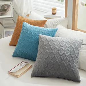 Soild Color Diamond Embossing Polyester Living Room Sofa Cushion Pillow Case Cover Geometric