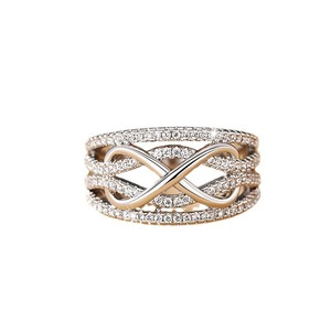 Anello moderno cavo a forma di infinito con colori a contrasto, regalo per donne per l'uso quotidiano o per feste. - Product Image 4