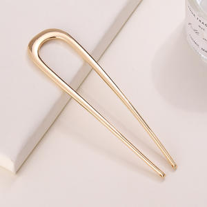 Dames Goud Eenvoudige Mode Grote 14Cm U-Vormige Metalen Haarspeld Nieuwe Groothandel Legering Haarvorken - Product Image 6