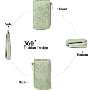 Large Capacity Multi-Card Slot Ladies Wallet with Key Ring New Zipper Card Holder and Embossed Design Coin <b>Purse</b> - Product Image 3