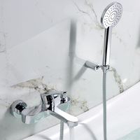 Robinet portable noir en laiton à poignée unique avec valve en céramique, eau chaude/froide, douchette à main pour salle de bain, jets de massage doux effet pluie, fixation murale