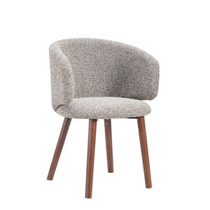 Chaise d'appoint moderne et contemporaine en similicuir rembourrée avec dossier rond en forme de tonneau et base en bois robuste pour appartement, salle à manger, maison - Product Image 4