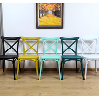 Chaise en plastique X à dossier croisé incassable, empilable, pour événements, restaurants, mariages, bistrot, vintage, intérieur/extérieur, salle à manger