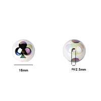 Cartes de poker en acrylique noir et rouge à motif prune de 16 mm, impression double face, perles de couleurs mélangées pour chaîne de téléphone portable et porte-clés DIY