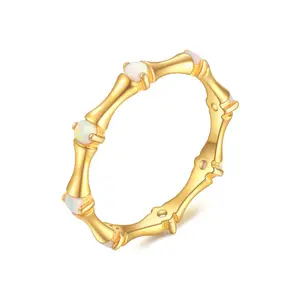 Cincin Perak Murni 925 Wanita, Paling Populer Perhiasan Batu Permata Berlapis Emas Opal