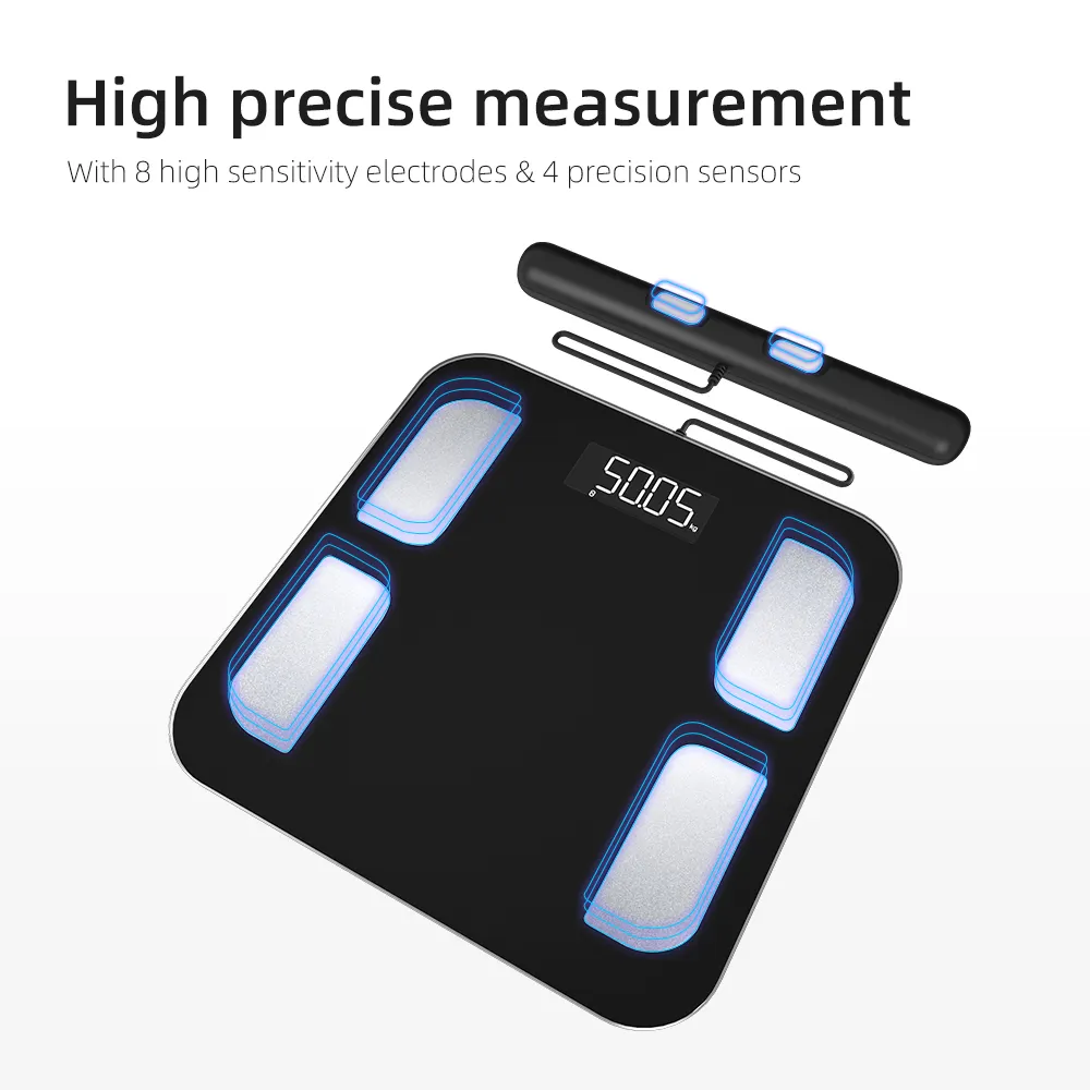 8 Electrodes Body Fat Measuring Percentage Device Analyser New Technology Balance Personal Scale