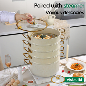 Ensemble de <span class=keywords><strong>24</strong></span> pièces d'ustensiles de cuisine en aluminium forgé antiadhésif effet granit, comprenant casseroles, bouilloire, marmite à soupe, poêle à frire et cuiseur vapeur - Product Image 6