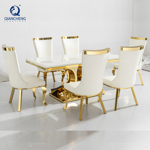 Bộ bàn ăn hiện đại khung thép không gỉ mạ vàng cao cấp nội thất nhà ở - Product Image 4