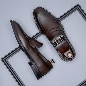 Men's Genuine Leather Shoes British Style Trendy Business Formal Lace-up <b>Pointed</b> Toe Derby Wedding Autumn Solid Pattern Comfort - Product Image 6