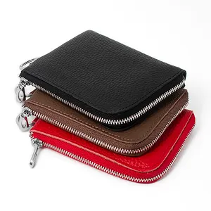 Benutzer definierte Frauen kleine Geldbörsen mit Reiß verschluss Schlüssel ring Geld Tasche Brieftasche Männer Echt leder Brieftasche