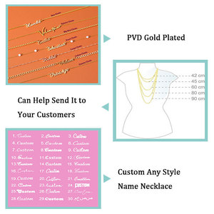 Bijoux personnalisés Lettre de luxe personnalisée Pendentif Graver 18K Plaqué <span class=keywords><strong>or</strong></span> Acier inoxydable Breloques Plaque d'identification Nom Collier - Product Image 4