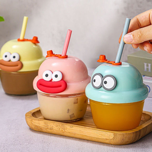 Yüksek Kaliteli Yaratıcı Mini Dwen Dwen Su Bardağı Çocuklar İçin Sevimli İns Tarzı Pipetli Bardak İnternet Fenomeni Karikatür Şişman Bardak - Product Image 2