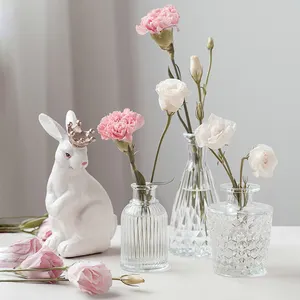 Оптовая продажа, забавная Скандинавская стеклянная ваза для цветов, свадебное украшение, современные прозрачные стеклянные вазы для цветочных композиций