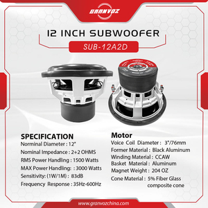 <span class=keywords><strong>Subwoofer</strong></span> de voiture <span class=keywords><strong>12</strong></span> pouces, 3" BAVC 4OHMS X2 / 2OHMS X2, grande puissance RMS 1500W, aimant puissant, haut-parleur de voiture - Product Image 5