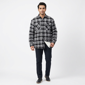 Wholesale Cheap Winter Plaid Flannel <b>Shirts</b> Patchwork Thick Fleece Quilted Long Sleeve Button <b>Shirt</b> Jacket for <b>Man</b>, <b>Man</b> Jacket - Product Image 1