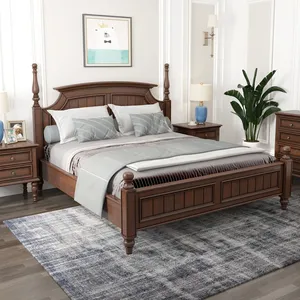 Móveis baratos para cama de madeira maciça de teca, cama de madeira de teca maciça Liberty para móveis de quarto de interior