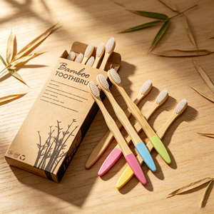 Spazzolino da Denti 100% Ecologico in Bambù per Adulti e Bambini, con Setole in Bambù - Product Image 1