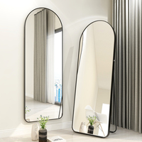 Miroir d'habillage moderne pour la maison Miroir de sol mural adhésif de style INS en alliage d'aluminium pleine longueur Matériau métallique