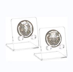 Manufacturer Custom Clear <strong>Unique</strong> Design Single <strong>Challenge</strong> <strong>Coin</strong> Holder <strong>Display</strong> Stand for Store Show