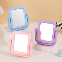 Miroir de maquillage de bureau rotatif carré mignon, miroir de toilette simple double face, petit miroir de table miniature, miroir de beauté