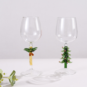 Gobelet à <span class=keywords><strong>vin</strong></span> en verre de Noël réutilisable, écologique, fait main, avec motif d'arbre de Noël 3D, cadeau de Noël transparent - Product Image 6