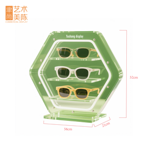 Yushang tùy chỉnh thiết kế ban đầu ba lớp màu xanh lá cây hình lục giác <span class=keywords><strong>Acrylic</strong></span> hiển thị đứng <span class=keywords><strong>Acrylic</strong></span> Bảng kính hiển thị đứng - Product Image 2