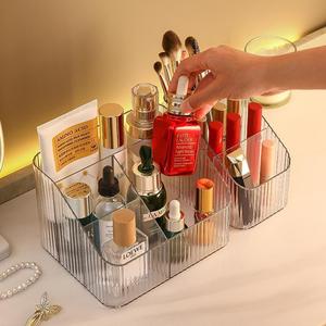 Transparent Acrylic Cosmetic Storage <b>Box</b> With Compartments For <b>Makeup</b> Brushes Lipstick Skincare Products Desk Organizer - Product Image 4