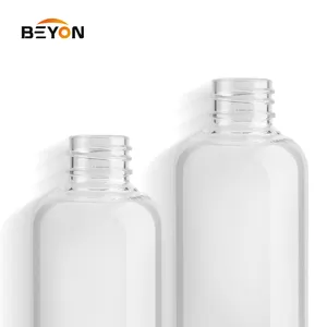 Индивидуальная уход Промышленное использование 100 мл Petg прозрачная Бостонская круглая пластиковая бутылка для шампуня