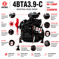 Motor Diésel DCEC Cummin Serie 4BT Original de 80hp-130hp 2200RPM con Refrigeración por Agua 4BTA3.9-C para Maquinaria de Construcción