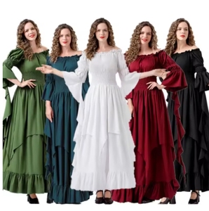 فستان نسائي من العصور الوسطى والفيكتورية وعصر النهضة، فستان أميرة بأكمام واسعة، زي قوطي لحفلات الكرنفال والحفلات التنكرية، مقاس كبير - Product Image 1