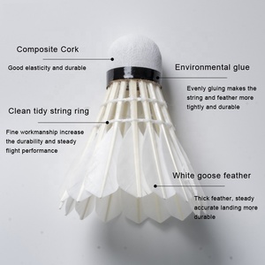 <span class=keywords><strong>ALP</strong></span> 808 12pcs/Tube Shuttlecocks White Goose Feather 76-77 Speed Durable Badminton Ball Stable Flight Use for Training Sports - Product Image 5