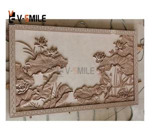 Decorazione della parete interna moderna scultura in pietra di marmo onice fiore rilievo della parete scultura - Product Image 5