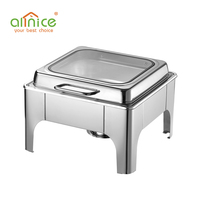 Chauffe-Plats Électrique Rectangulaire 9L en Acier Inoxydable Argent et Noir pour Buffet – Matériel de Restauration Professionnel