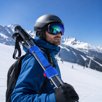 Sangle réglable à double boucle auto-agrippante pour ski, en nylon, avec fermeture tactile, personnalisable, durable, portable, noir, bleu, rouge