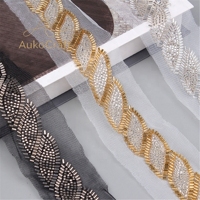 Accessoires DIY pour sacs et chapeaux, ruban en dentelle tissé à la main, maille perlée, broderie lourde, garnitures textiles pour couture