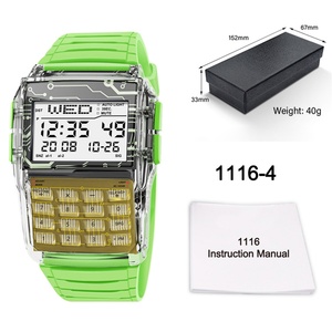 Reloj Deportivo Luminoso Cuadrado Pequeño Verde para Estudiantes, Venta al por Mayor de Fábrica, Reloj Retro Multifuncional con Calculadora, Agenda y Teléfono - Product Image 1
