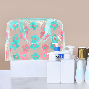 Transparent PVC Floral Cosmetic Makeup Bag Waterproof Large Capacity Portable <strong>Toiletry</strong> <strong>Storage</strong> Tote Handbag for Women Travel - Product Image 3