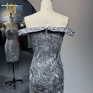 ชุดราตรีสั้นเปิดไหล่ไม่มีสายคาดเอวปักลูกปัดด้านหน้า XS สำหรับงานพรอมฤดูร้อน - Product Image 4