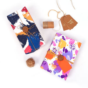 Vente en gros de rouleaux de mouchoirs d'anniversaire de haute qualité série d'art abstrait emballage rouleau de papier d'emballage artisanat supérieur - Product Image 6