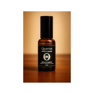 Huile à barbe parfumée Green Notes & Saffron, Tabac, Café, Résine Oud, Encens, Ambre, hydratante et adoucissante, délice oriental, 50ml - Product Image 1