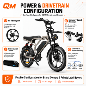 Bicicleta eléctrica de montaña QMWHEEL V20Limited 48V con neumáticos gruesos, bicicleta eléctrica para negocio de alquiler, venta al por mayor, disponible en stock. - Product Image 1